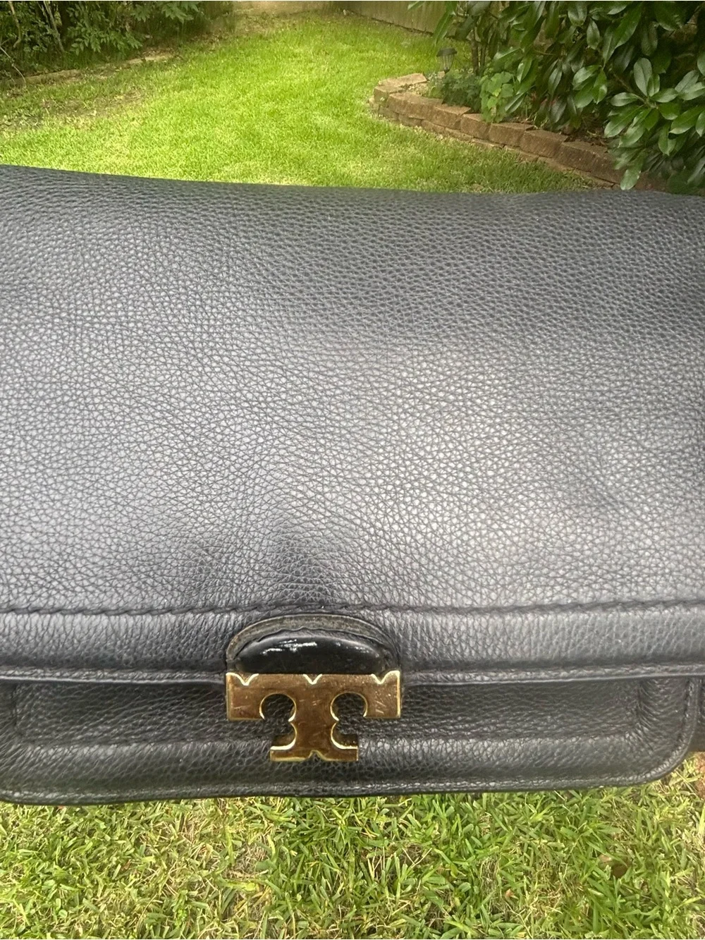 Tory Burch Black Fold-Over Leather Crossbody
